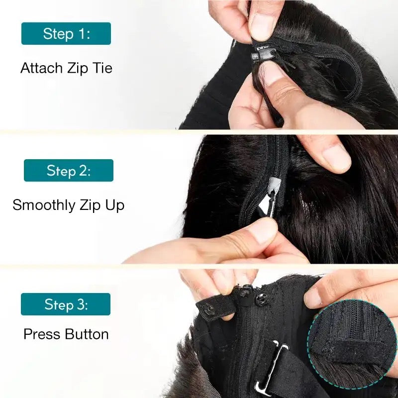1 Base + 3 pcs frontal Replace Zip Wig
