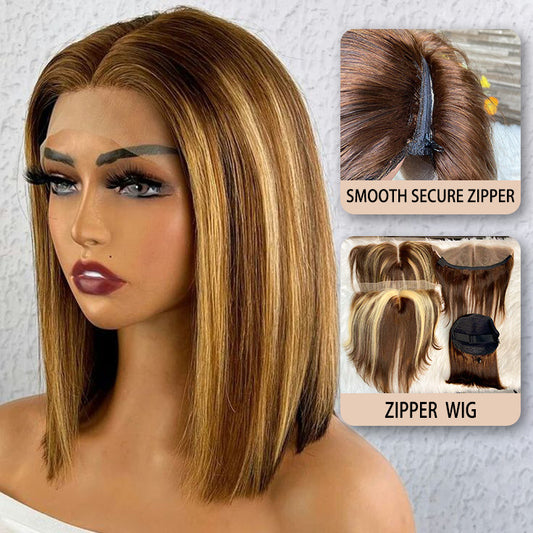1 Base + 3 pcs frontal Replace Zip Wig