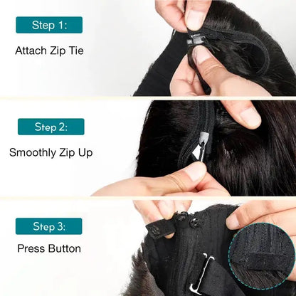 1 Base + 3 pcs frontal Replace Zip Wig