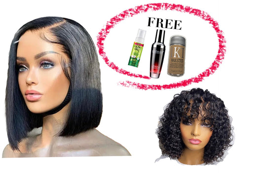 full frontal bob with Fringe curl Combo