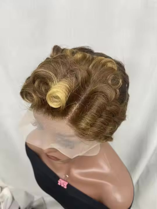 13*4 short curl lace frontal wig